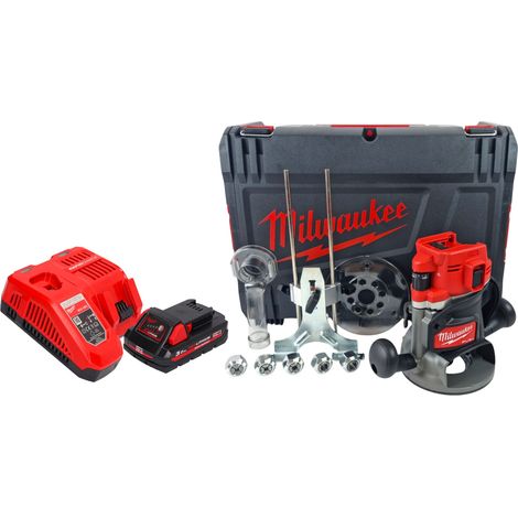Milwaukee M18 FR12-301X Fresatrice a batteria 18 V 6,0 mm - 1/2" Brushless + 1 batteria da 3,0 Ah + caricabatterie + valigetta rigida (1/5)