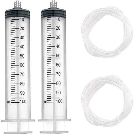Seringue 100ml, Seringue Plastique Avec Tuyau, Grosse Seringues, 2 Pièces Seringues Avec Tuyau, 100ml Plastique Seringue Avec 1.3m Tube, Seringue En Plastique Avec Tube Pour Mesure De Liquide (1/5)