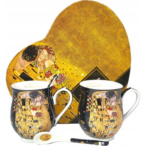 Elegante juego de tazas de porcelana Gustav Klimt El Beso PARA REGALO (1/5)