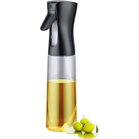 flacon doseur d'huile en verre 300 ml à jet précis  Sans brume, distributeur 1 g par pression pour friteuse à air, cuisine, pâtisserie et salade (1/5)