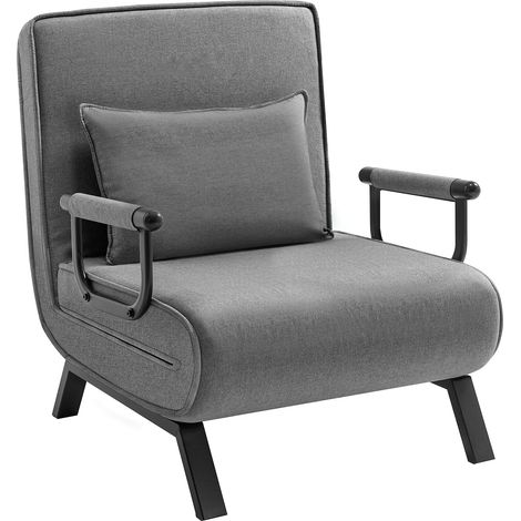 WOLTU Sillón reclinable convertible 3 en 1 con reclinación manual de 5 posiciones, gris oscuro