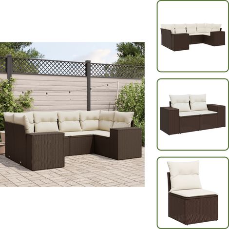 vidaXL Salon de jardin avec coussins 6 pcs marron résine tressée (1/5)