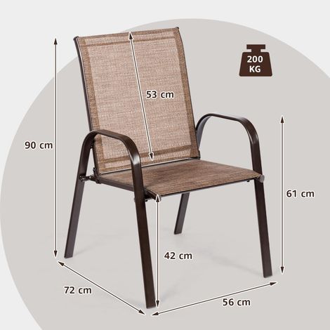 Gartenstuhl-Set, Metallgestell, Braun, 2er-Pack