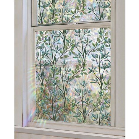 Film décoratif pour fenêtre, feuilles de vigne vertes, autocollant statique double face non adhésif pour fenêtre, pour la maison, le bureau, la porte d'entrée, les fenêtres (1/5)