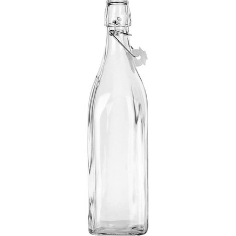 Glasflasche mit Korkenclip für Wein, Likör, Sirup, Saft, 1 l (1/3)