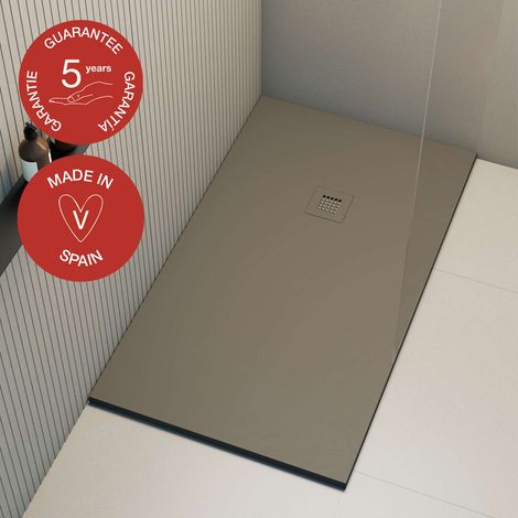 Receveur de douche Poalgi, extraplat, gris tundra, L.75 x l.120 cm, finition ardoise, série Hos's
