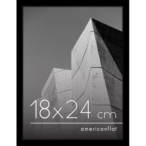 Cadre Photo 18x24 cm Noir - Cadre 24x18 cm avec Bordure Fine, Vitre Antichoc, Chevalet et Matériel de Suspension Intégré pour Mur et Surface Plane (1/5)