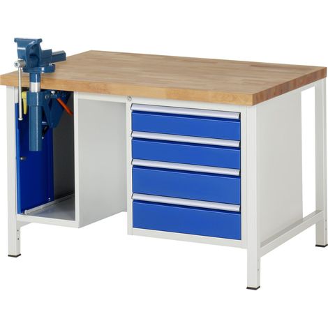 Rau Werkbank höhenverstellbar 8185A1, B1250xT900xH840-1040mm, 4x Schublade-TA, SSKL (1/5)