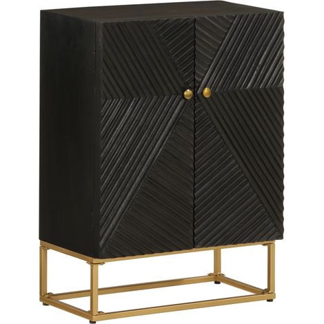 Sideboard Schwarz 55x30x76 cm Massivholz Mango und Eisen