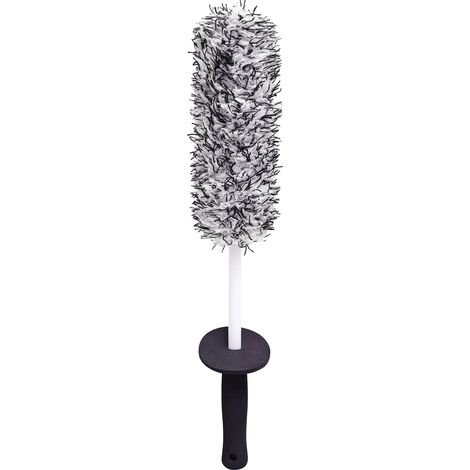 Spazzola con ruote, design a manico lungo, materiale in microfibra, nera (1/2)