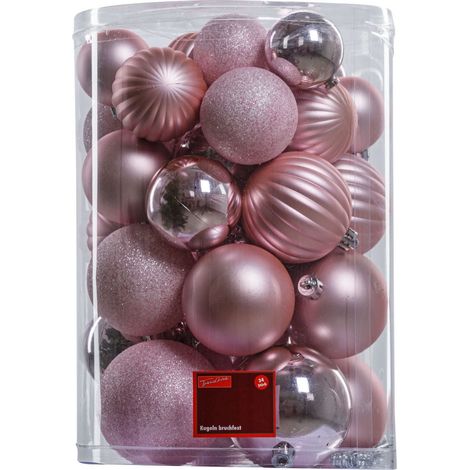 TrendLine Christbaumkugeln 34 Kugeln Rosa Weihnachtskugeln Weihnachtsbaumkugeln (1/3)