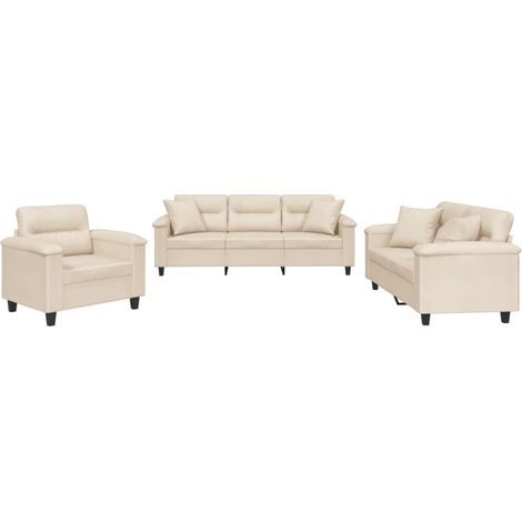 Maison Exclusive - Set Divani 3 pz con Cuscini Beige in Tessuto Microfibra