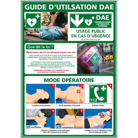 Affichage - guide d'utilisation de defibrillateur - Aluminium 2 mm - 150 x 210 mm (1/5)
