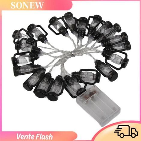 Guirlande Lumineuse LED - Lanterne Noire Rétro - 20 Lumières - Étanche IP44 - Extérieur Jardin Terrasse - 1 Pièce (1/5)