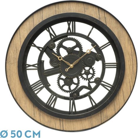 Orologio da parete RUBITE rovere nero 50x50x5 cm movimento continuo