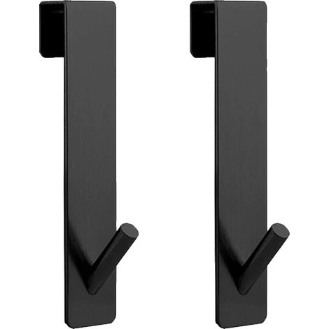 Gancho para puerta de ducha, acero inoxidable, diseño que ahorra espacio, negro - 2 piezas, 13,3 cm (1/2)