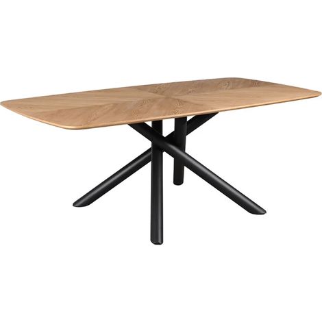 Table de repas 200 cm en frêne stratifié HPL – Pieds métal noir – Pour 8 convives – Hauteur 75,5 cm – Style scandinave – Meubletmoi (1/5)