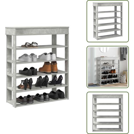 vidaXL Schuhregal Betongrau 80x30x98 cm Holzwerkstoff (1/5)