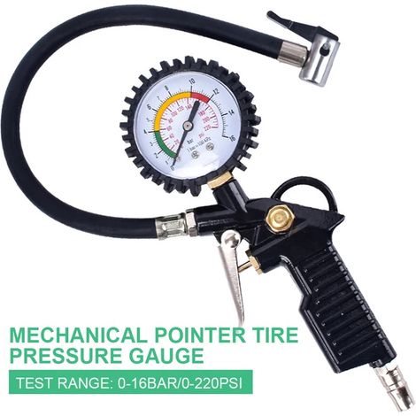 Manomètre de pression des pneus (gradué) pour véhicules, avec écran LCD numérique et bain d'huile. Convient aux motos, camions et vélos. (1/5)