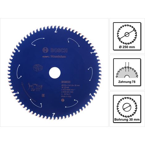 Bosch Hoja de sierra circular Expert for Aluminium para sierras ingletadoras a batería 250 x 2,4 / 1,8 x 30 78 dientes - 2608644545