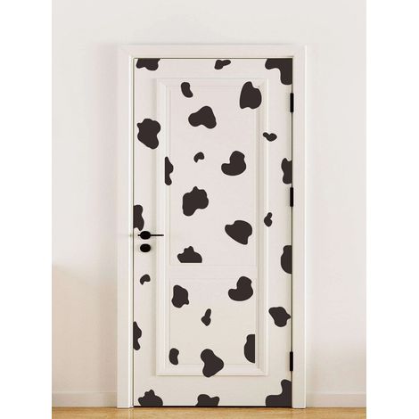 2 Sets Autocollants muraux à motif vache 30 x 90 cm - Autocollant de porte noir et blanc, décalcomanie vinyle pour décoration de maison, articles de décoration de printemps : rafraîchissez votre maiso (1/5)