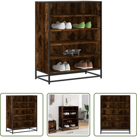 Schuhschrank Metall - Schuhschrank Räuchereiche 75x38x97,5 cm Holzwerkstoff Metall (1/5)