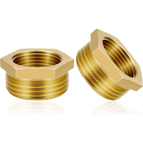 2 Pieces Brass Reducer Adapter, 1" Female to 3/4" Male Brass Thread Hex Socket Reducing Connector, Female Male Reducer, for Pipe Conversion (1/5)