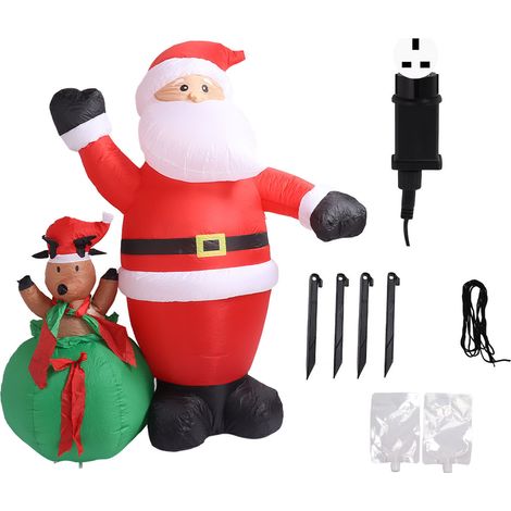 Christmas Inflatable Decor 6.2ft Santa and Deer IP44 Waterproof with LED Light Fan Yard Decorations for Festival UK Plug 220‑240V (1/5)