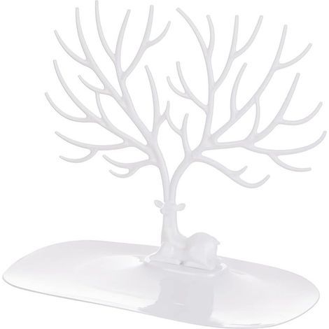 Support à bijoux en forme de cerf, arbre à bijoux décoratif en bois de cerf, pour colliers, bracelets, bagues, boucles d'oreilles, blanc (1/5)