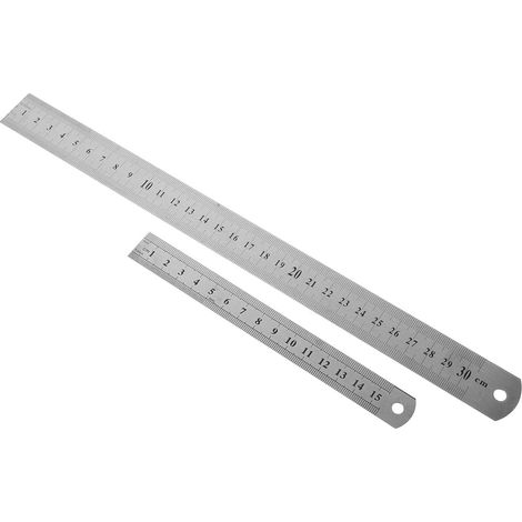 Règle à double échelle en acier inoxydable, 2 pièces (1/5)