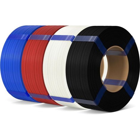 PLA-Filament-Nachfüllpackung 1,75 mm Schwarz/Weiß/Rot/Kobaltblau 4 kg, 3D-PLA-Filament ohne Spule, Maßgenauigkeit ±0,02 mm, umweltfreundliche Nachfüllung für wiederverwendbare Spulen (1/5)