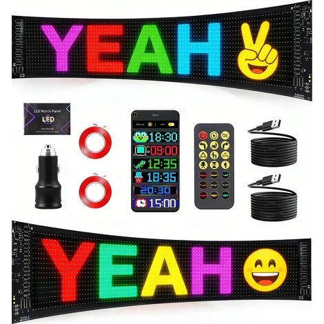 Éclairage LED « yeux » pour camions et voitures, programmable et contrôlable via une application, avec application et télécommande, installation sur les vitres, 374 × 92 mm (1/5)
