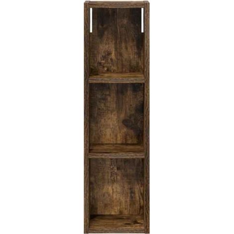 Armoire Murale Salle De Bain - Bois D Ingenierie - 20 x 14 x 70 cm - Chene Fume - 2 Etagères - Pour Petite Salle De Bain - 1 Unite (1/5)