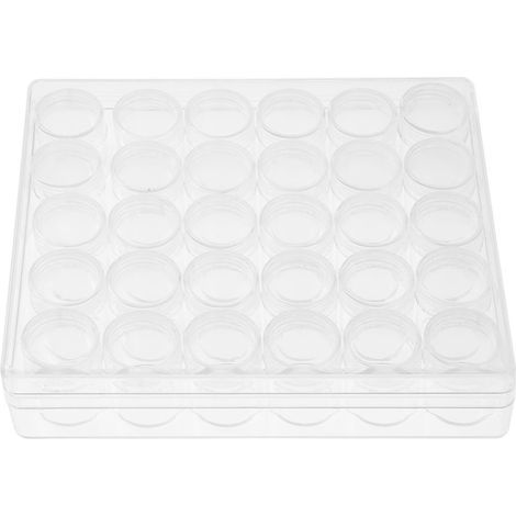 Set mit 30 kleinen, runden, transparenten Aufbewahrungsbehältern aus Kunststoff, inklusive rechteckiger Box (1/5)