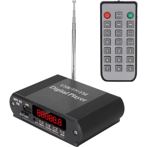 Amplificateur Audio 3 en 1 avec Bluetooth 5.0, Lecteur MP3, Radio FM et Télécommande Sans Fil - Noir (1/5)
