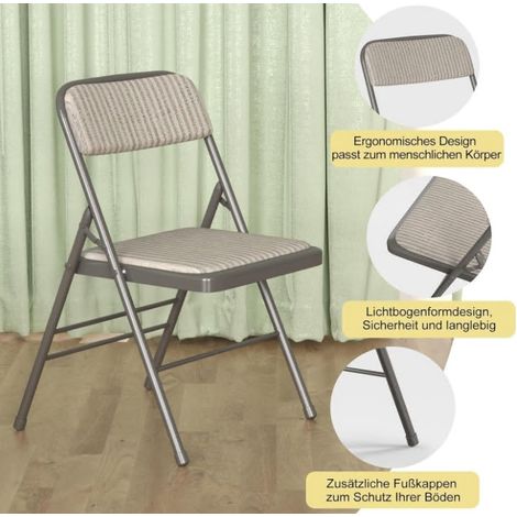 Lot de 1 Chaises Pliantes Velours avec Dossier Ergonomique - Pieds Chromé Argenté pour Réunions/Mariage Design Élégant et Gain de Place, Stockage Facile (1/5)