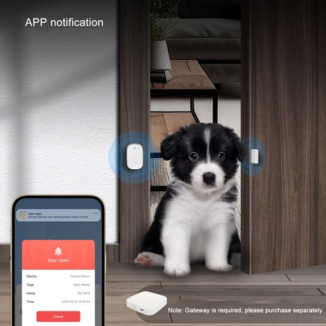 Ortviai Capteur de porte/fenêtre Zigbee pour Tuya – Sans fil, alarme intelligente, mémoire journalière, installation facile (1/4)