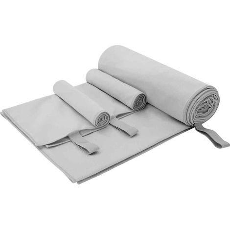Ensemble de serviettes de sport, 3 pièces, gris, polyester et polyamide, vidaXL (1/5)
