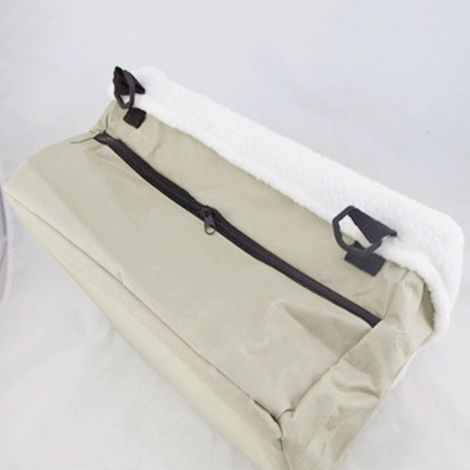 Siège rehausseur portable et étanche pour chien de voiture, avec laisse de sécurité amovible et poche de rangement zippée. (1/4)