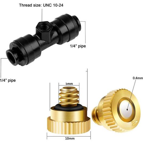 Accessoires de pulvérisation basse pression, buse de refroidissement en cuivre, kit de connecteur noir à 2 points et prise. (1/2)