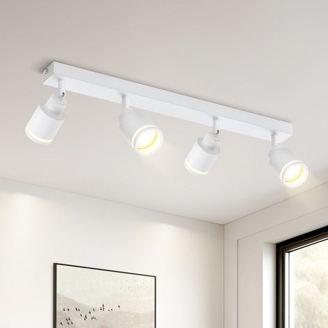 Faretto da Soffitto Bianco GBLY  Plafoniera Moderna:Orientabili a 4 Lampadina Faretti GU10 in Metallo Plafoniera Faretto da Parete per Interni per Corridoio Ufficio Cucina Soggiorno