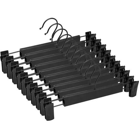 Lot de 10 cintres à pinces – Noirs – Crochets rotatifs 360° – Pinces réglables – Antidérapants – Gain de place (1/5)