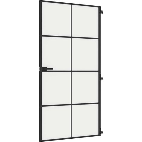 Porte intérieure mince noir verre trempé aluminium (1/5)