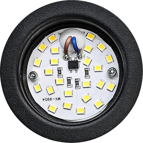 Spot Encastrable 12V LED 3,5W 3000K Blanc Chaud 300LM Plat, Plafonnier Encastré pour Meuble avec Câble de 2m, Noir (1/4)