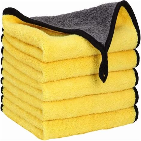 Chiffons de nettoyage en microfibre pour voiture, 3040 cm, lot de 5 (jaune)