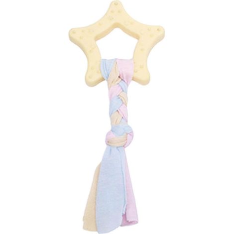Spiky chien jouet à macher – Rubber avec Braided Fabric Strips – Tug-of-War pour petits et moyens chiens – JauneC (1/5)