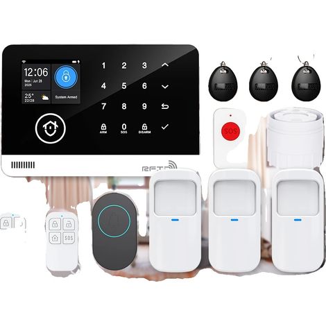 Sistema de alarma de seguridad para el hogar, conectividad inalámbrica, compatible con hogares inteligentes, color marfil, sin enchufe. (1/2)