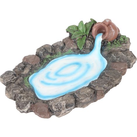 Bassin miniature féerique en résine durable, peint à la main, de 16,5 cm de long, pour décoration intérieure/extérieure. (1/5)