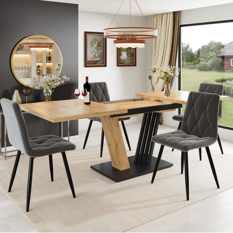 Table extensible 120/160 x 80 x 76 cm en MDF et métal effet bois DESVIAE (1/5)