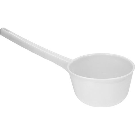 Louche à eau en plastique épais, grande capacité, à long manche, idéale pour le jardin, la salle de bain et la cuisine (blanche). (1/5)